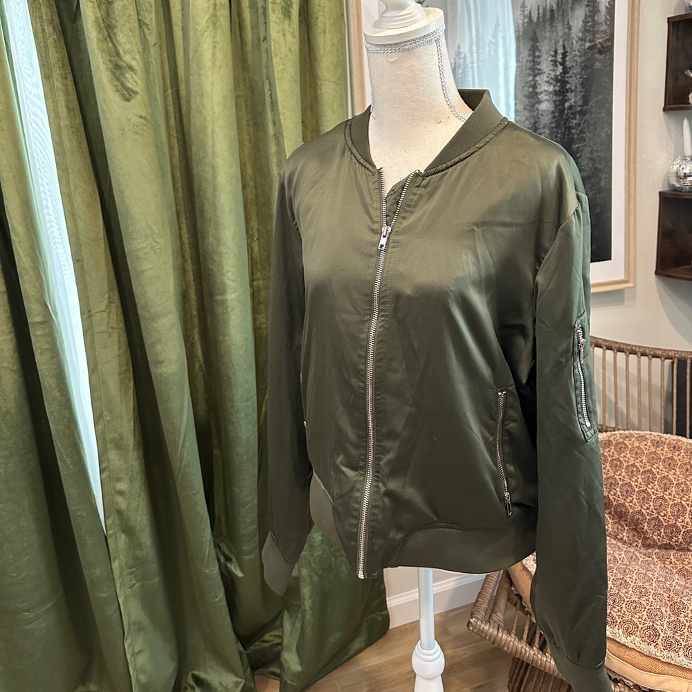 a.n.a Dark Olive Bomber jacket